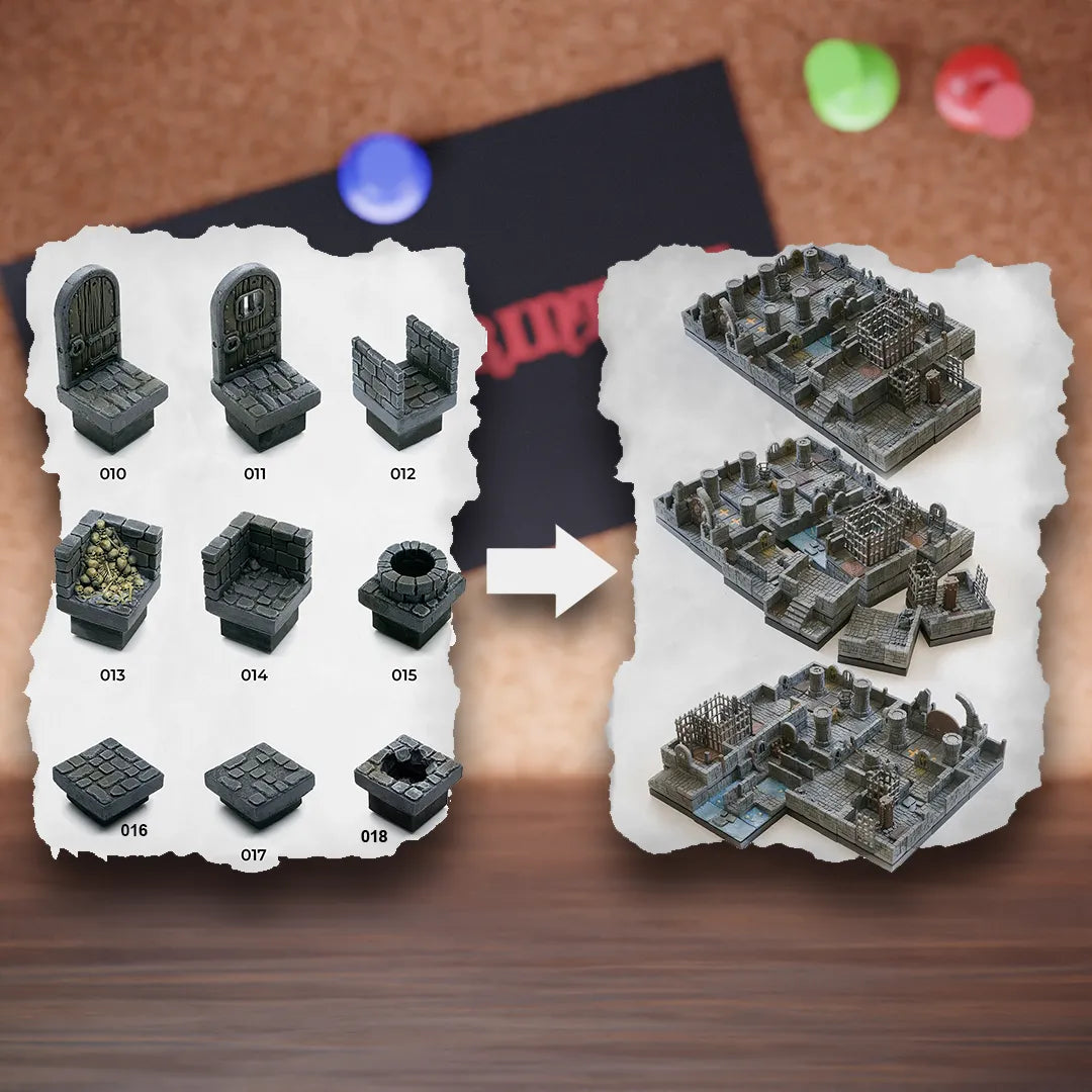 DnD Terrain Tiles | Modular Stone Ruins Dungeon #1