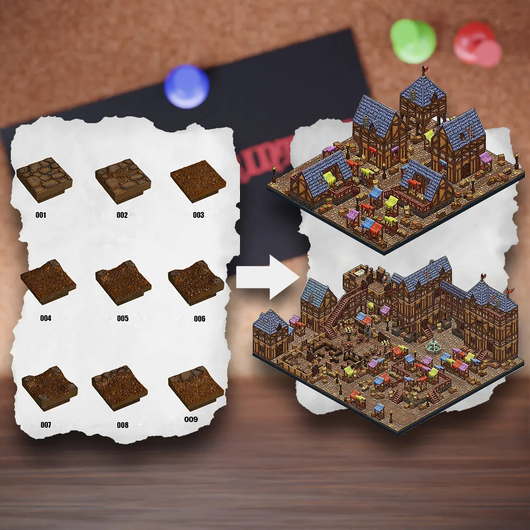 DnD Terrain Tiles | Modular Medieval Town Dungeon #1