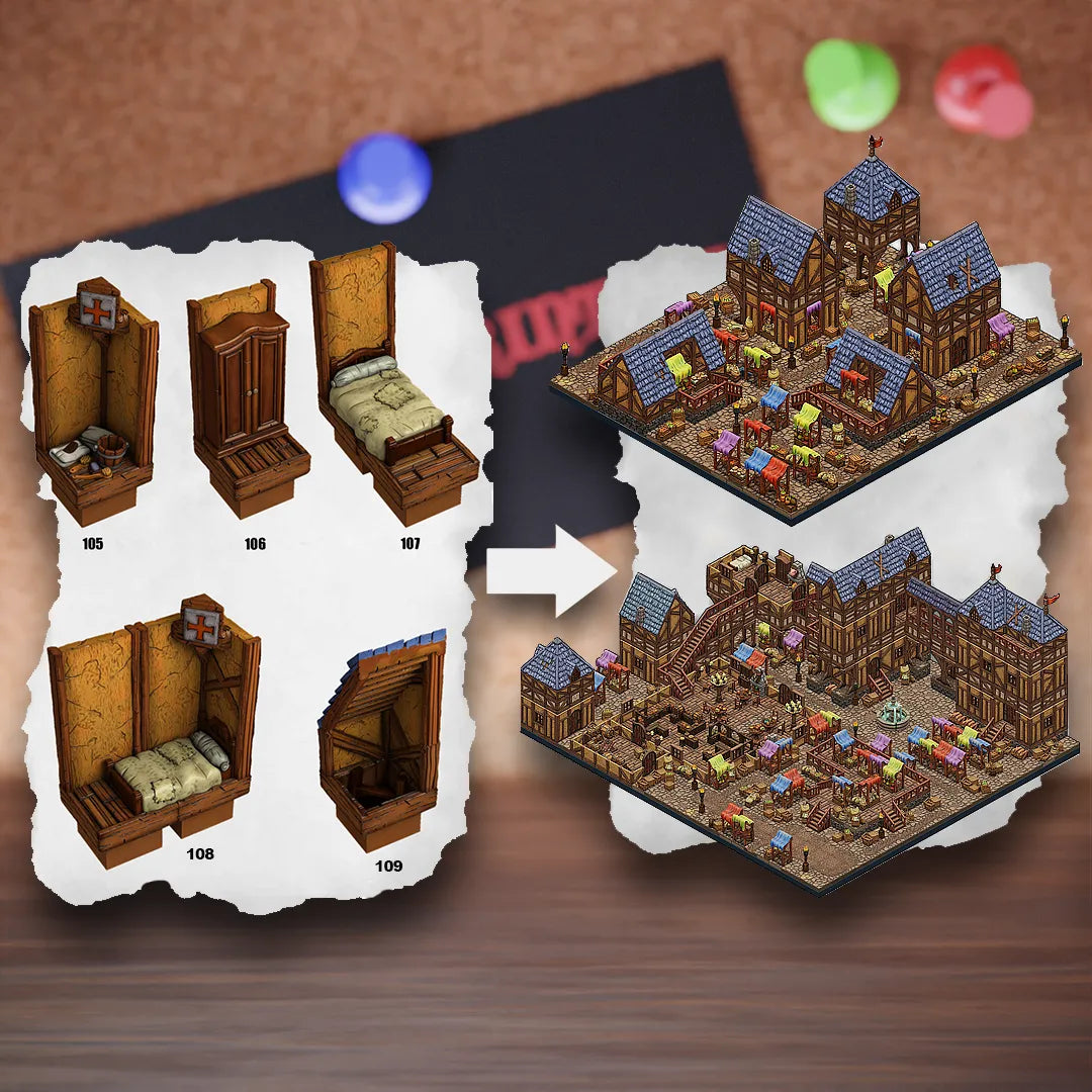 DnD Terrain Tiles | Modular Medieval Town Dungeon #15