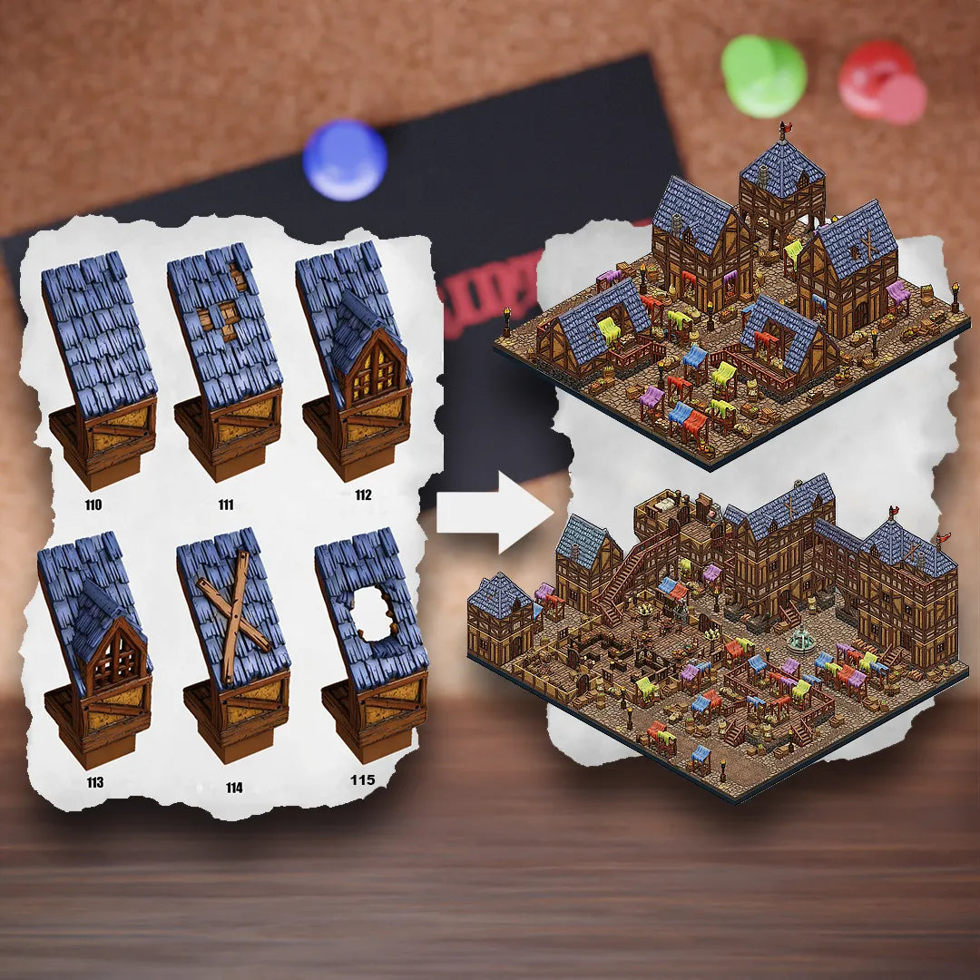 DnD Terrain Tiles | Modular Medieval Town Dungeon #16