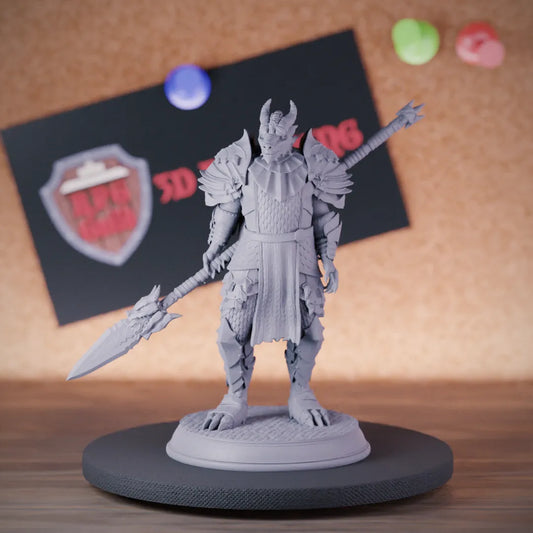 Dragonborn 5e | DnD Dragonborn Knight Spear Miniature 