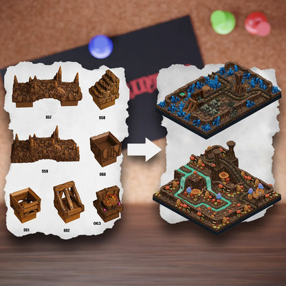 DnD Terrain Tiles | Modular Fantasy Cave Dungeon #8