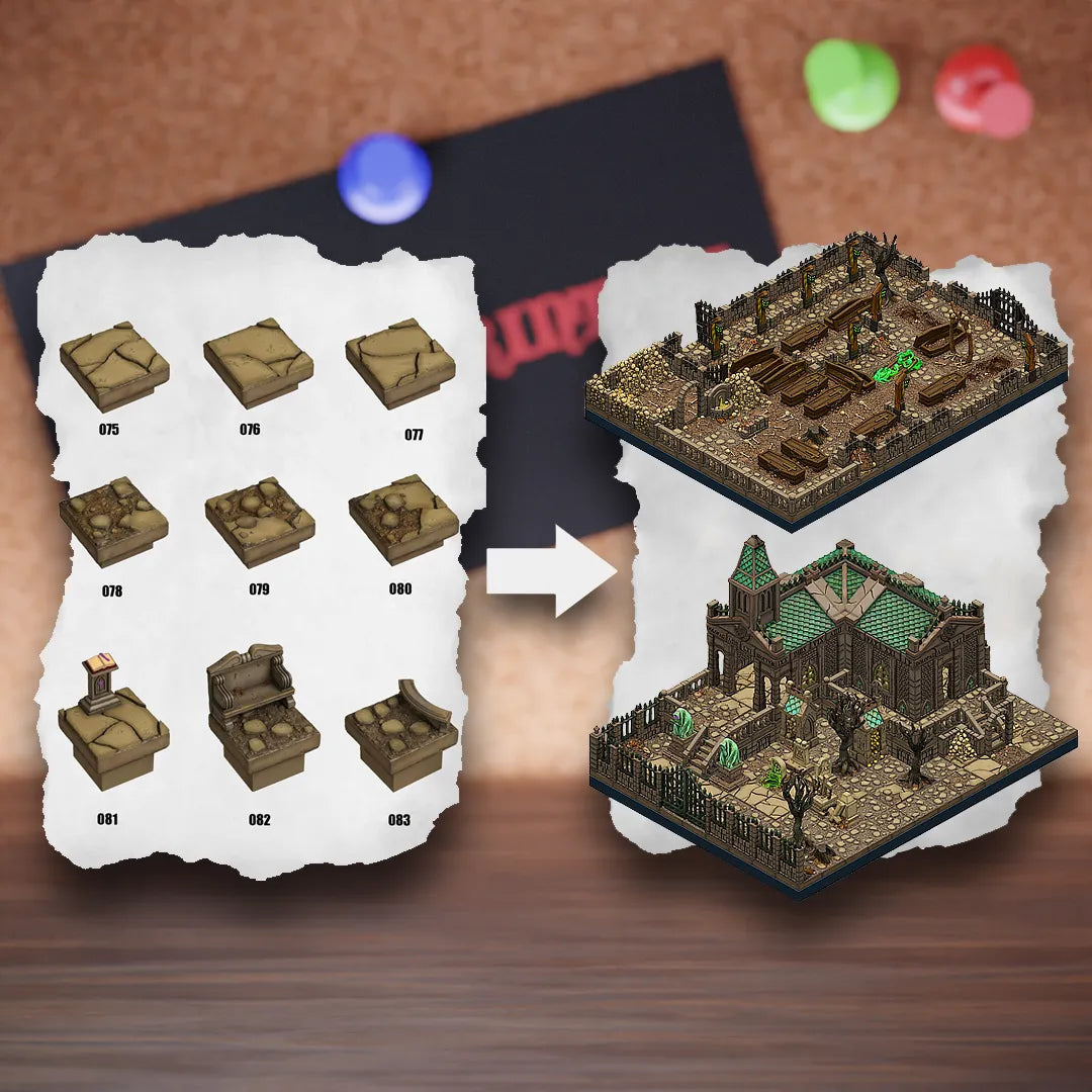  Terrain Tiles | Modular Graveyard Dungeon #12