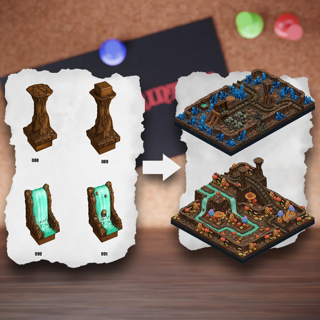 DnD Terrain Tiles | Modular Fantasy Cave Dungeon #12