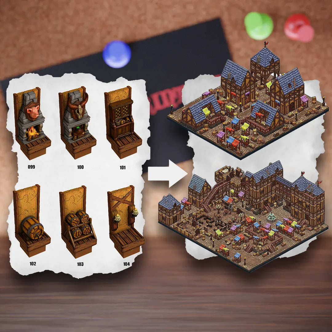 DnD Terrain Tiles | Modular Medieval Town Dungeon #14