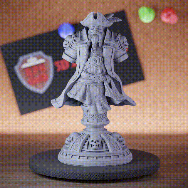 Bust 5e | DnD Pirate Captain Baradin Blackbeard Miniature