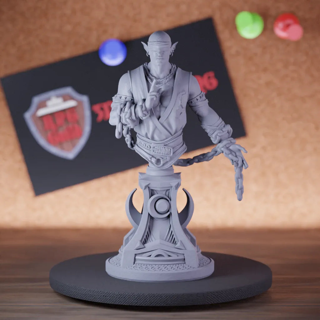 Bust 5e | DnD Blindfolded Elf Monk Uxas Vergos Miniature