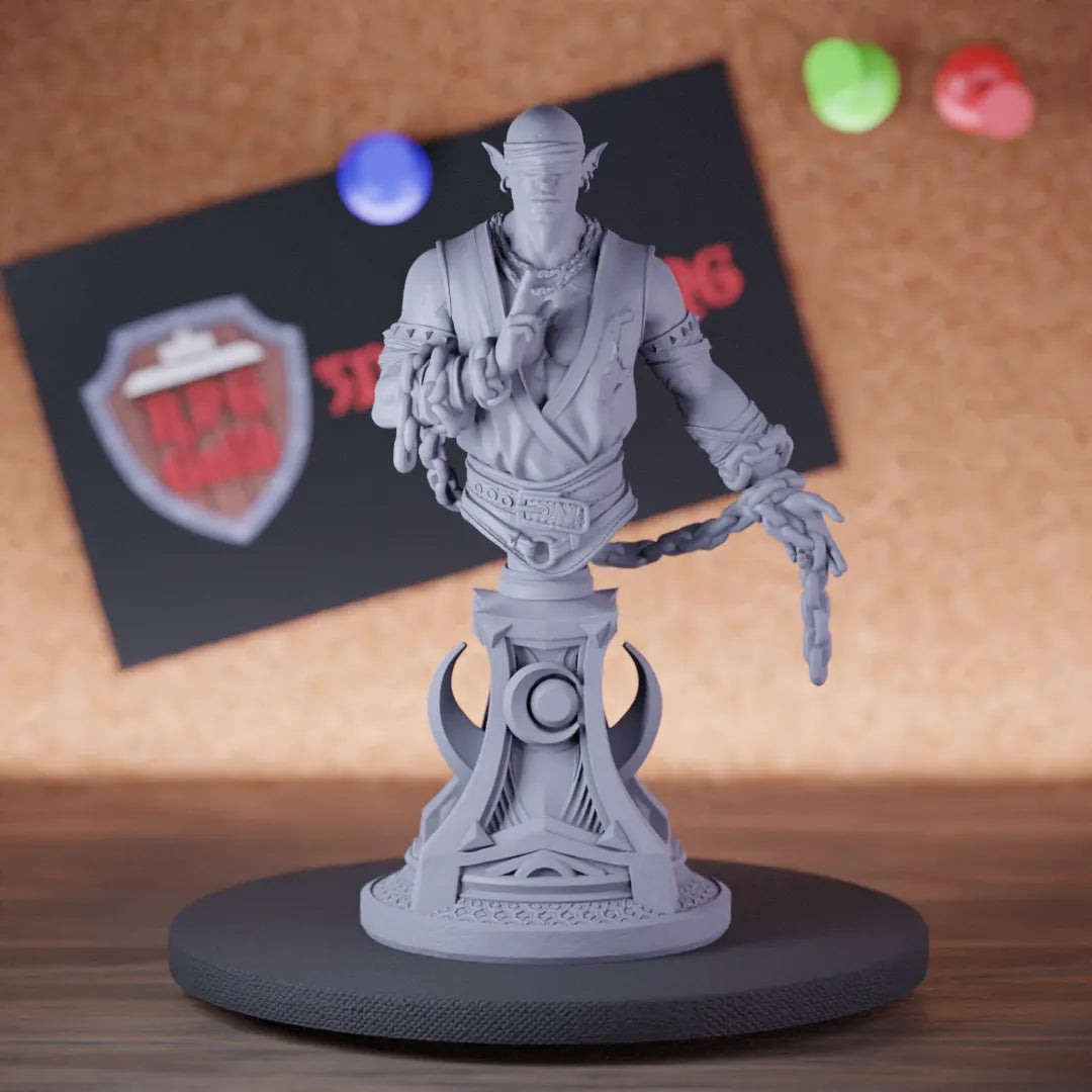 Bust 5e | DnD Blindfolded Elf Monk Uxas Vergos Miniature