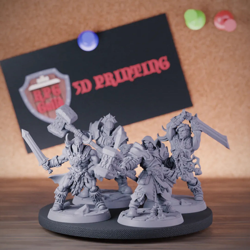 Barbarians 5e | DnD Set of 4 Barbarians Miniatures