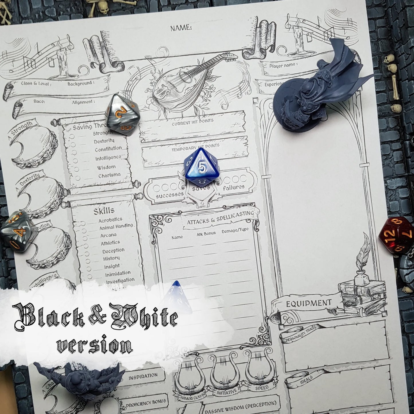 Printable DnD Character Sheet 5e PDF - Bard | RPG Guild