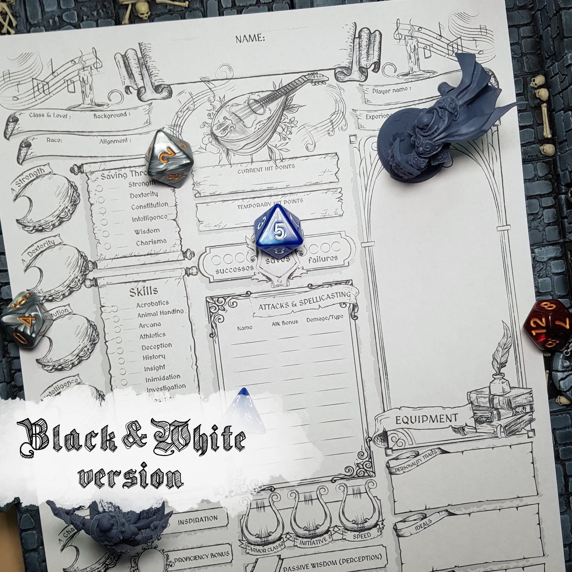 Printable DnD Character Sheet 5e PDF - Bard | RPG Guild