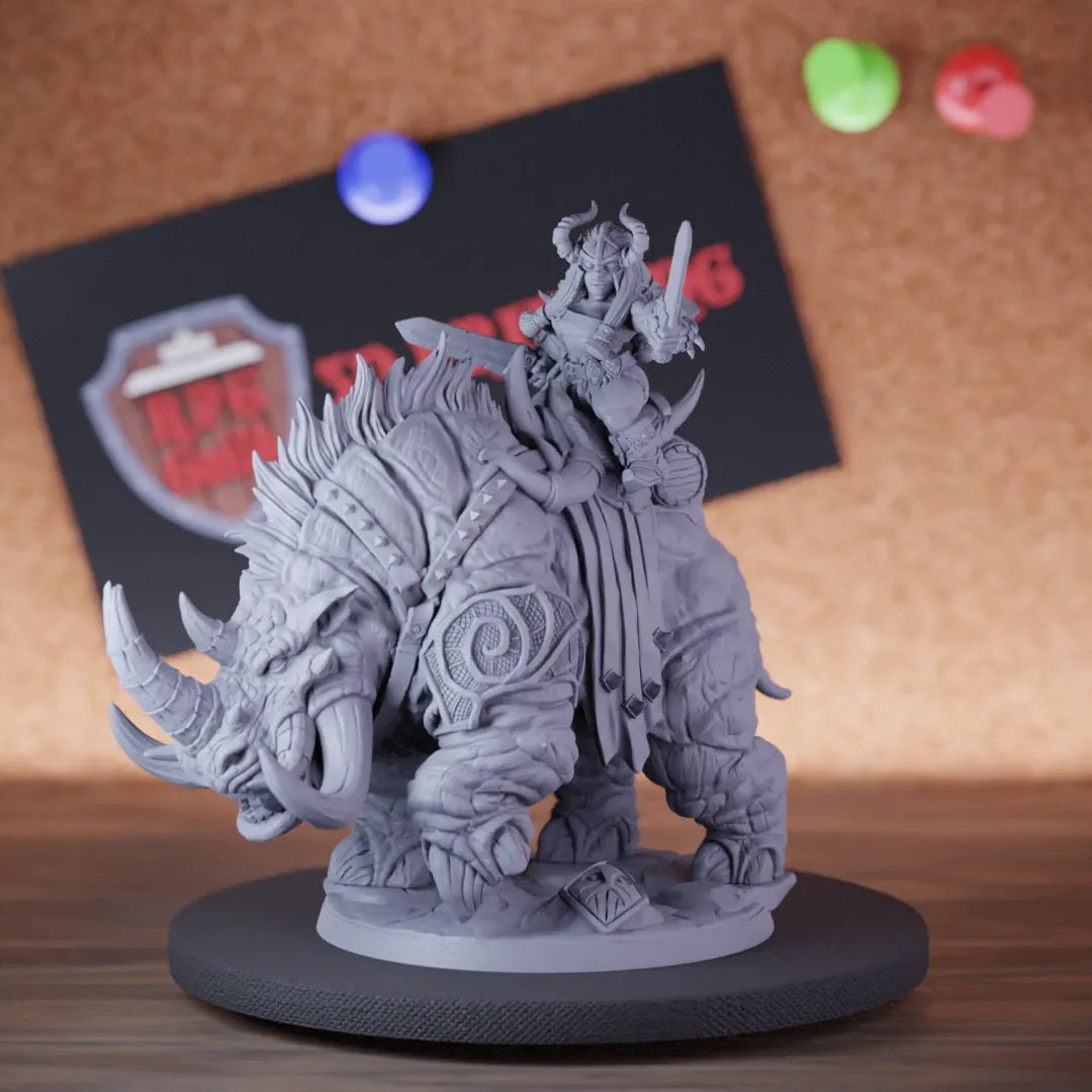 Dwarf 5e | DnD Female Monster Rider Fighter Miniature