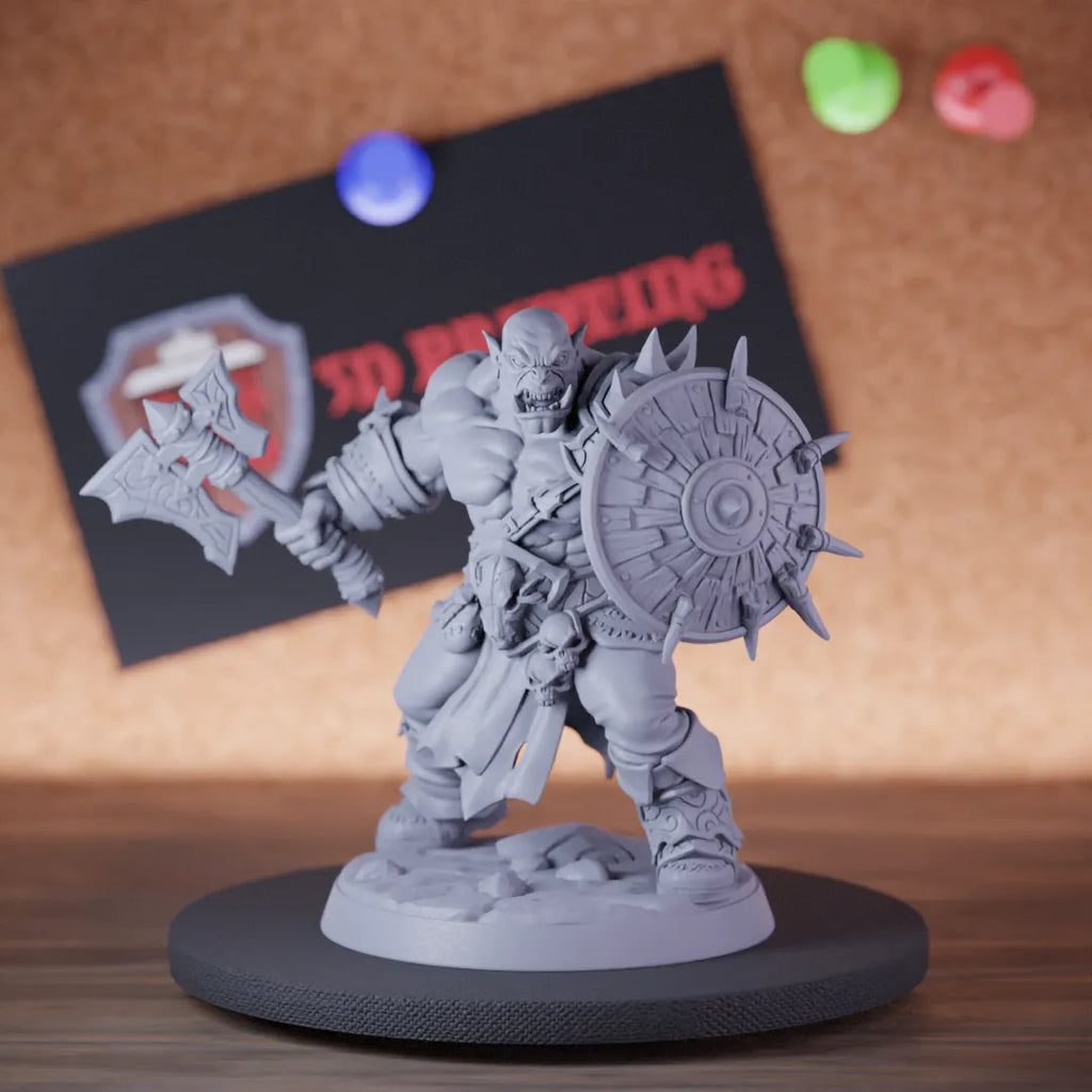 Gray Orc 5e | DnD Orc Guard Warrior Shield Miniature