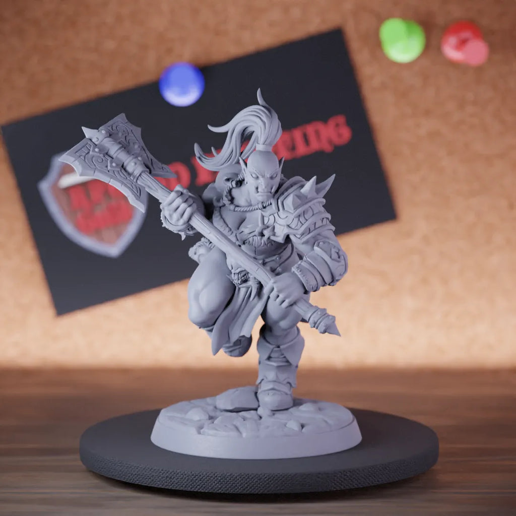 Gray Orc 5e | DnD Female Orc Barbarian Monster Miniature