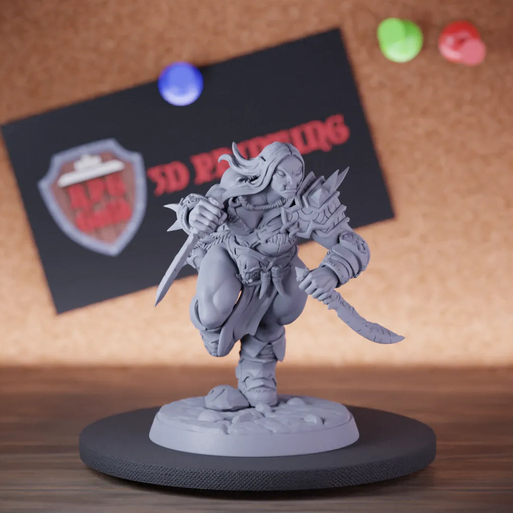Gray Orc 5e | DnD Female Orc Sword Monster Miniature