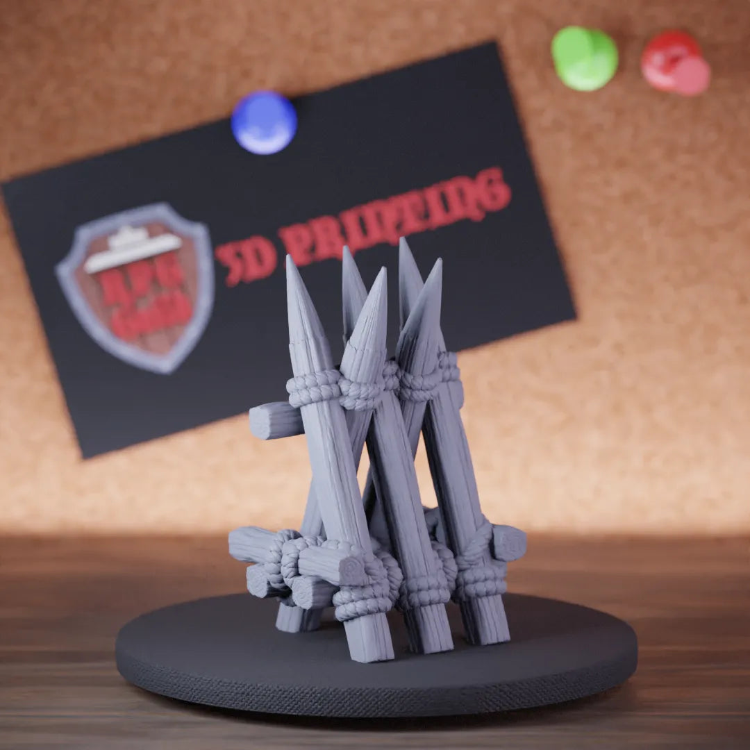 Highly detailed war palisade terrain miniature of Bonebranch, perfect for DnD 5e encounters, fantasy tabletop RPG campaigns, painting and display.