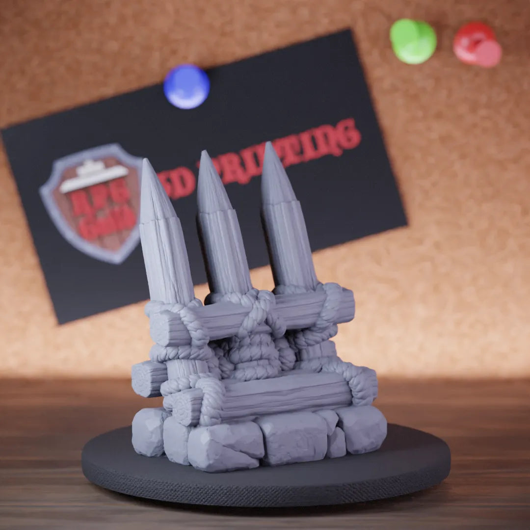 Highly detailed bonebranch palisade war wall miniature of Bonebranch, perfect for DnD 5e encounters, fantasy tabletop RPG campaigns, painting and display.