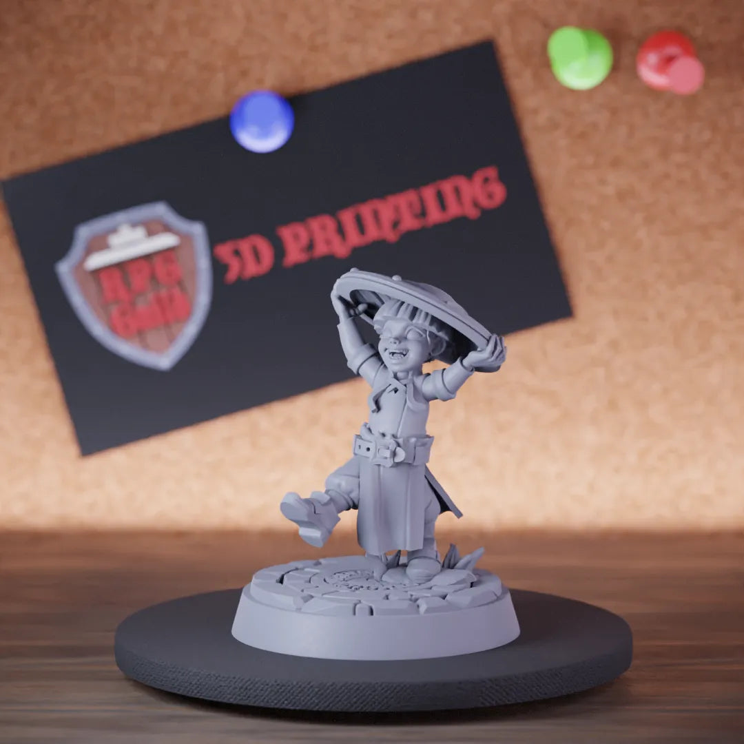 Highly detailed shield boy townfolk miniature of Boy, perfect for DnD 5e encounters, fantasy tabletop RPG campaigns, painting and display.