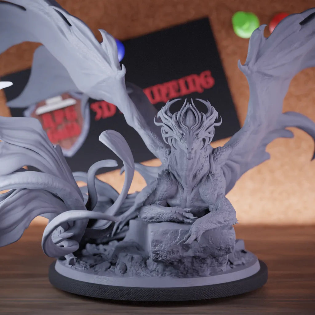 Highly detailed dragon boss majestic brass stance miniature of BrassDragon, perfect for DnD 5e encounters, fantasy tabletop RPG campaigns, painting and display.