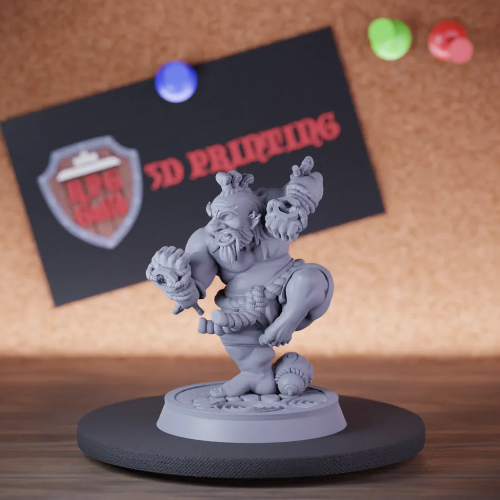 Highly detailed monk dwarf rope master miniature of Brom, perfect for DnD 5e encounters, fantasy tabletop RPG campaigns, painting and display.