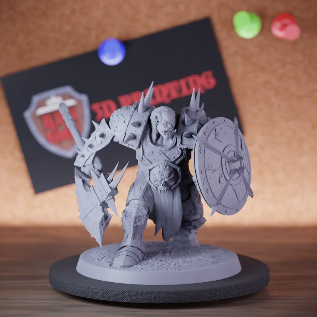 Highly detailed orc brutal guard miniature of BrutalOrc, perfect for DnD 5e encounters, fantasy tabletop RPG campaigns, painting and display.
