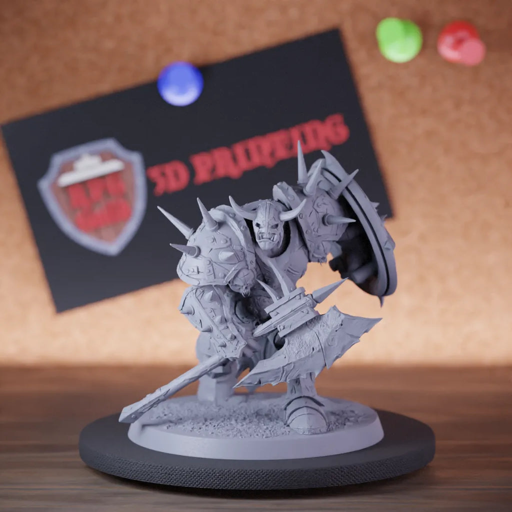Highly detailed berserker orc brutal miniature of BrutalOrc, perfect for DnD 5e encounters, fantasy tabletop RPG campaigns, painting and display.