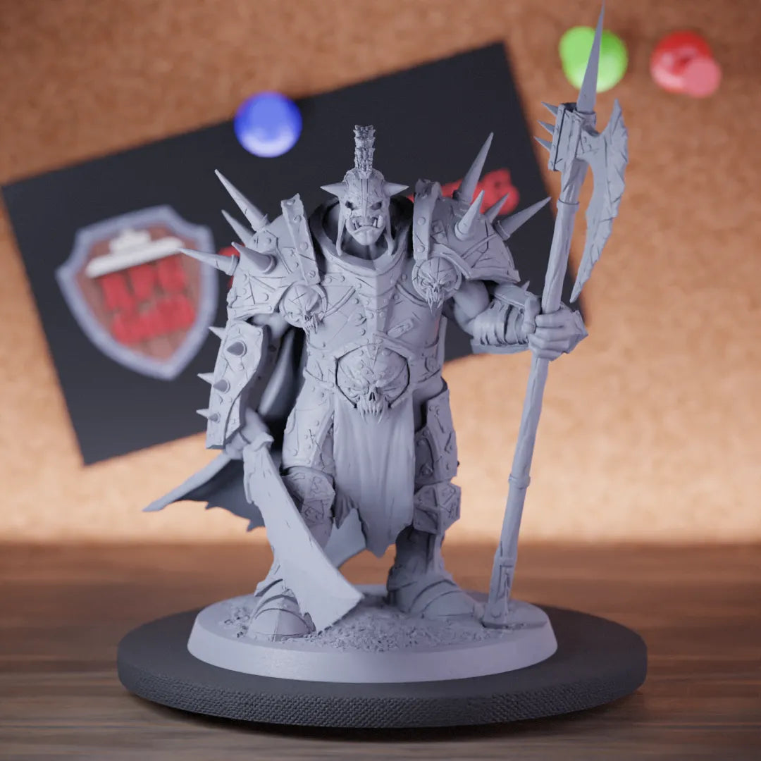 Highly detailed orc warrior brutal elite miniature of BrutalOrc, perfect for DnD 5e encounters, fantasy tabletop RPG campaigns, painting and display.