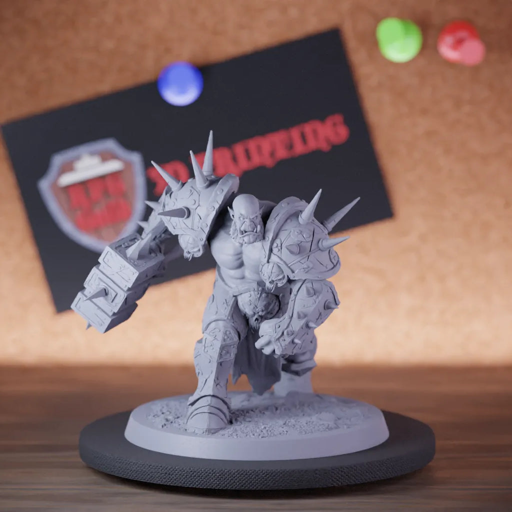 Highly detailed berserker orc warrior brutal elite miniature of BrutalOrc, perfect for DnD 5e encounters, fantasy tabletop RPG campaigns, painting and display.