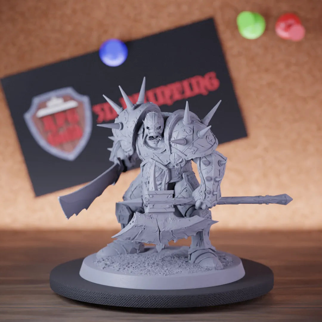 Highly detailed orc brutal halberd sword miniature of BrutalOrc, perfect for DnD 5e encounters, fantasy tabletop RPG campaigns, painting and display.