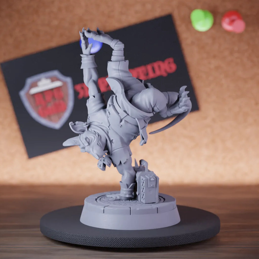 Highly detailed fighter street ratmen capoeira miniature of Capoeira, perfect for DnD 5e encounters, fantasy tabletop RPG campaigns, painting and display.
