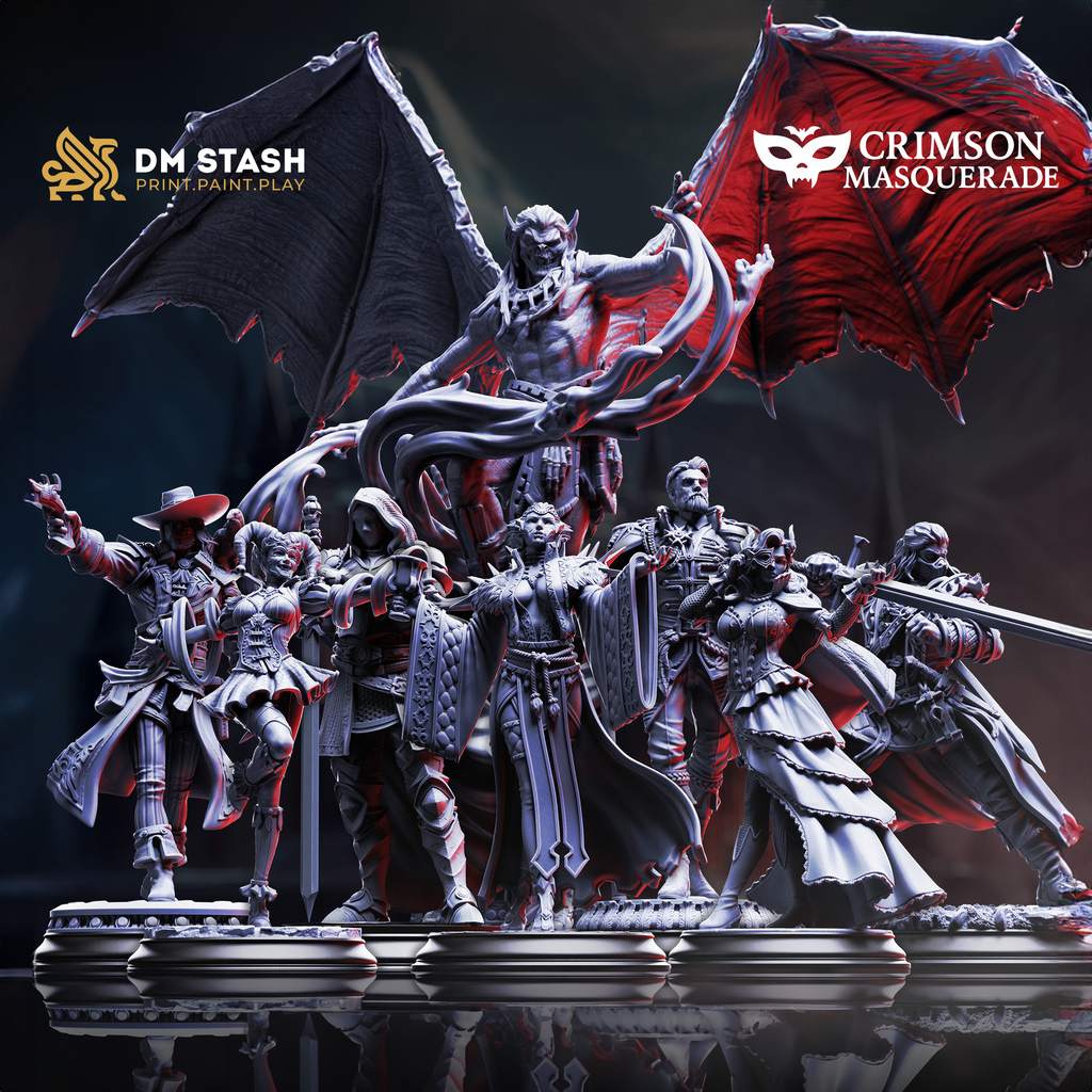Crimson Masquerade Bundle | DnD Miniature Set | 32-75mm