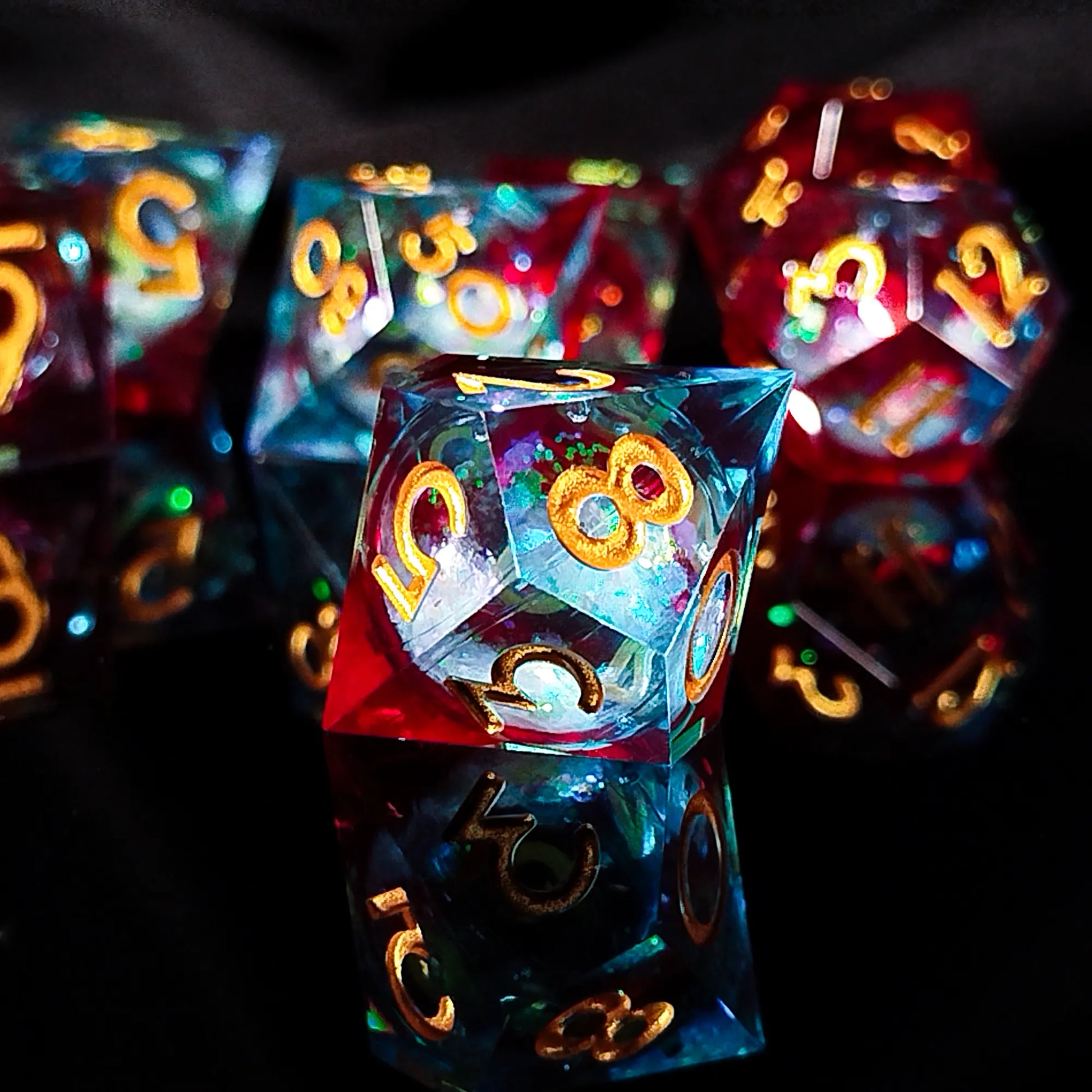Handmade DnD Dice | Dice Set of 7 | Magic Glitter