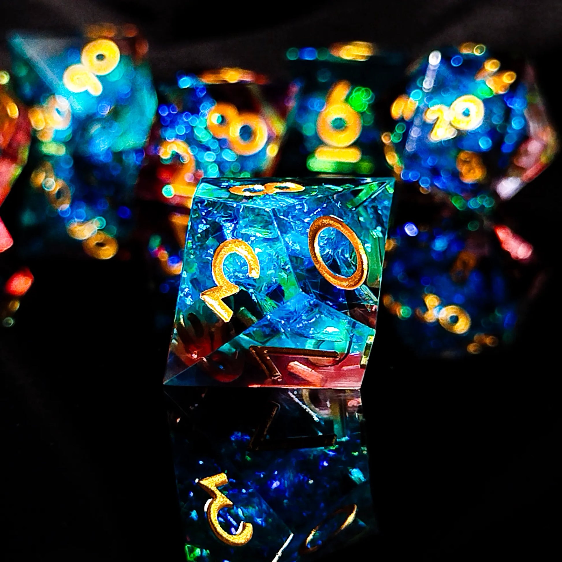 Handmade DnD Dice | Dice Set of 7 | Thunder Magic