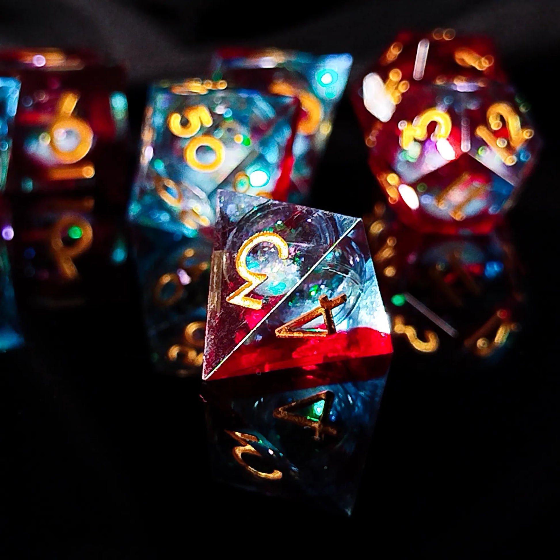 Handmade DnD Dice | Dice Set of 7 | Magic Glitter