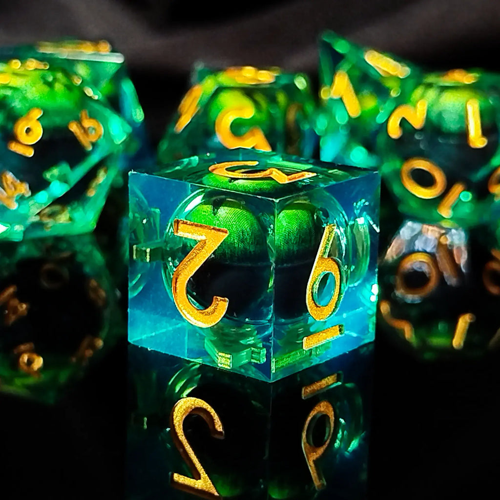Handmade DnD Dice | Set of 7 | Dragon's Eye