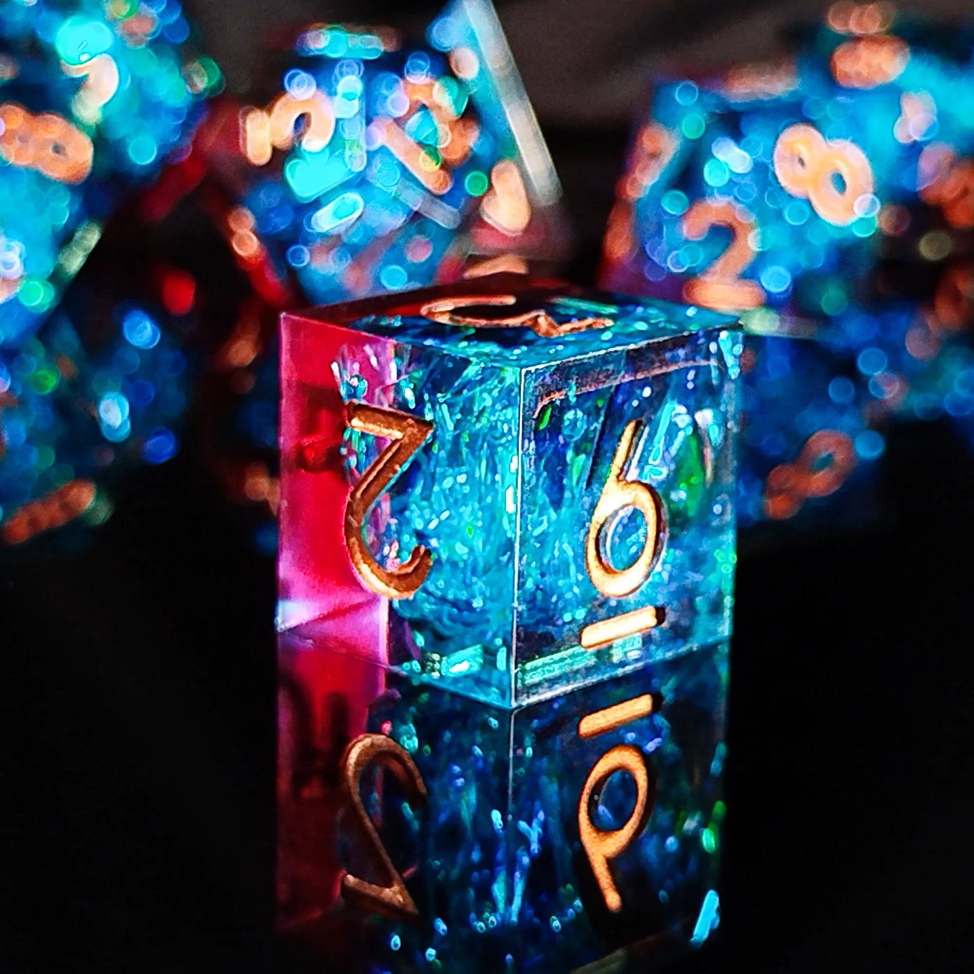 Handmade DnD Dice | Dice Set of 7 | Radiant Thunder
