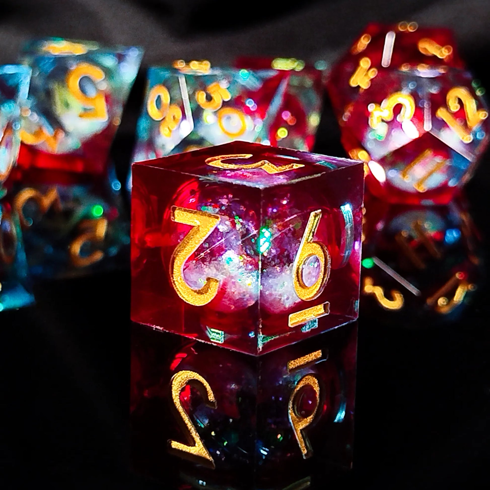 Handmade DnD Dice | Dice Set of 7 | Magic Glitter