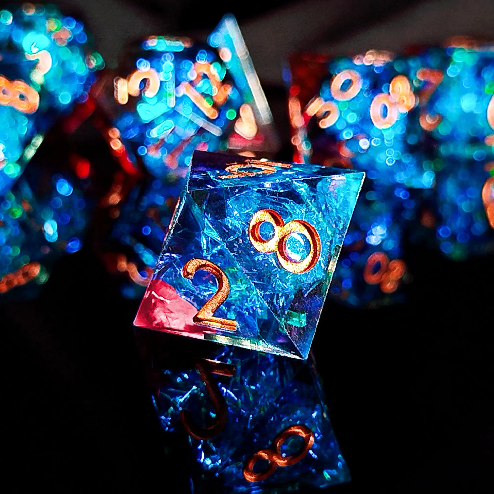 Handmade DnD Dice | Dice Set of 7 | Radiant Thunder