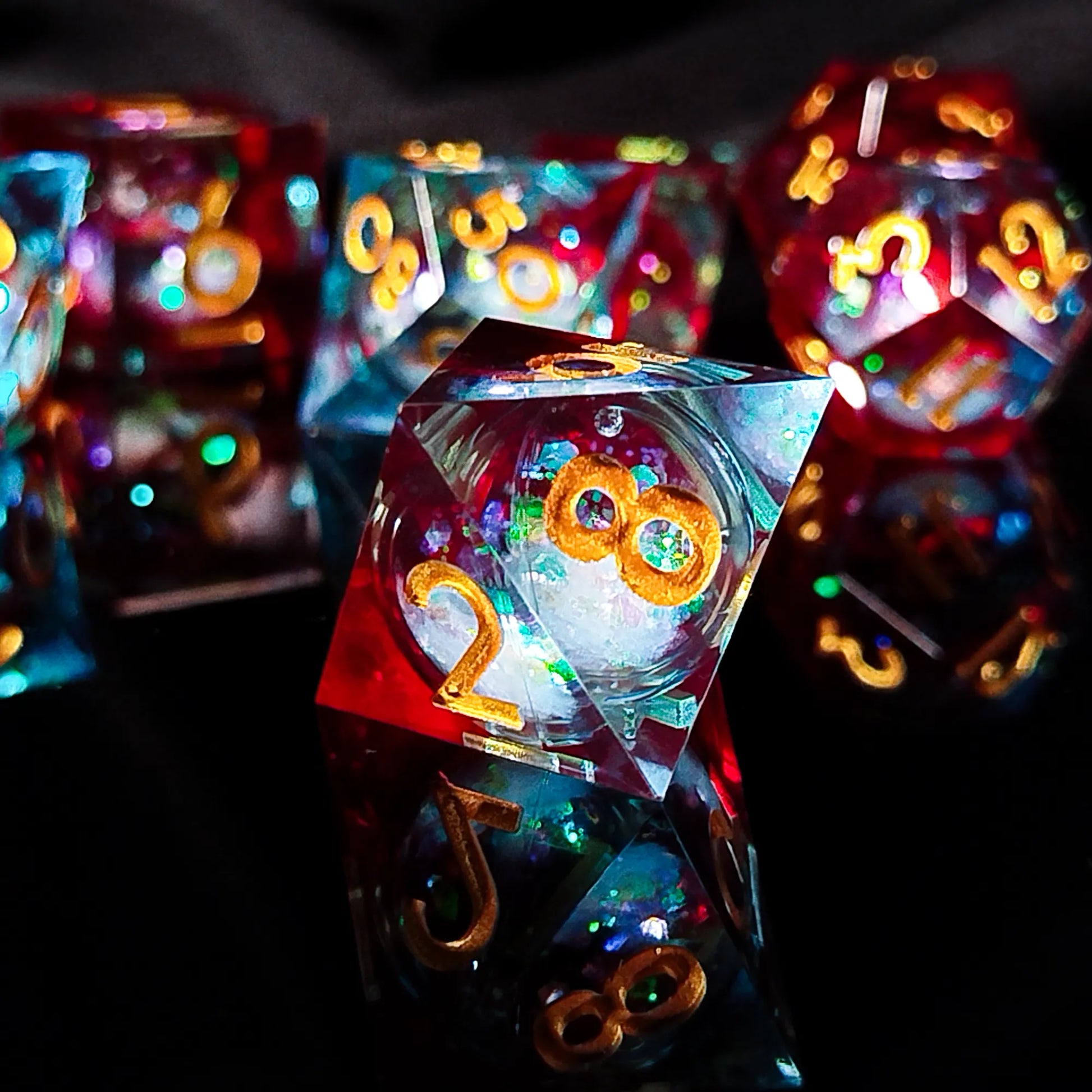 Handmade DnD Dice | Dice Set of 7 | Magic Glitter
