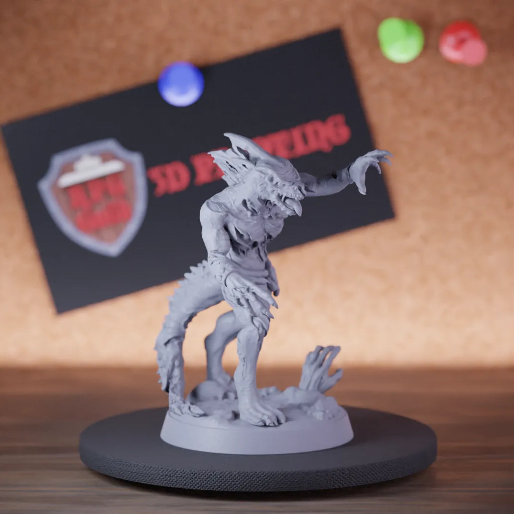 Highly detailed undead zombie lizardfolk miniature of DD, perfect for DnD 5e encounters, fantasy tabletop RPG campaigns, painting and display.