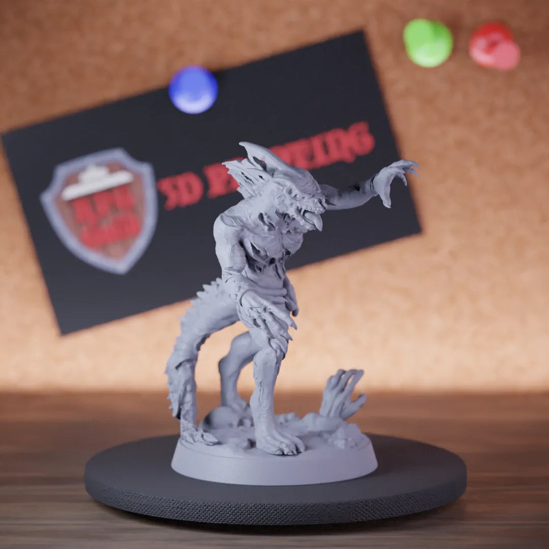 Highly detailed undead zombie lizardfolk miniature of DD, perfect for DnD 5e encounters, fantasy tabletop RPG campaigns, painting and display.