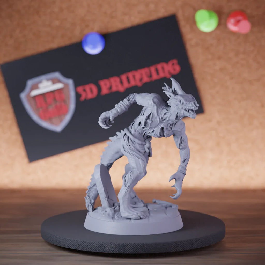 Highly detailed undead lizardfolk zombie miniature of DD, perfect for DnD 5e encounters, fantasy tabletop RPG campaigns, painting and display.