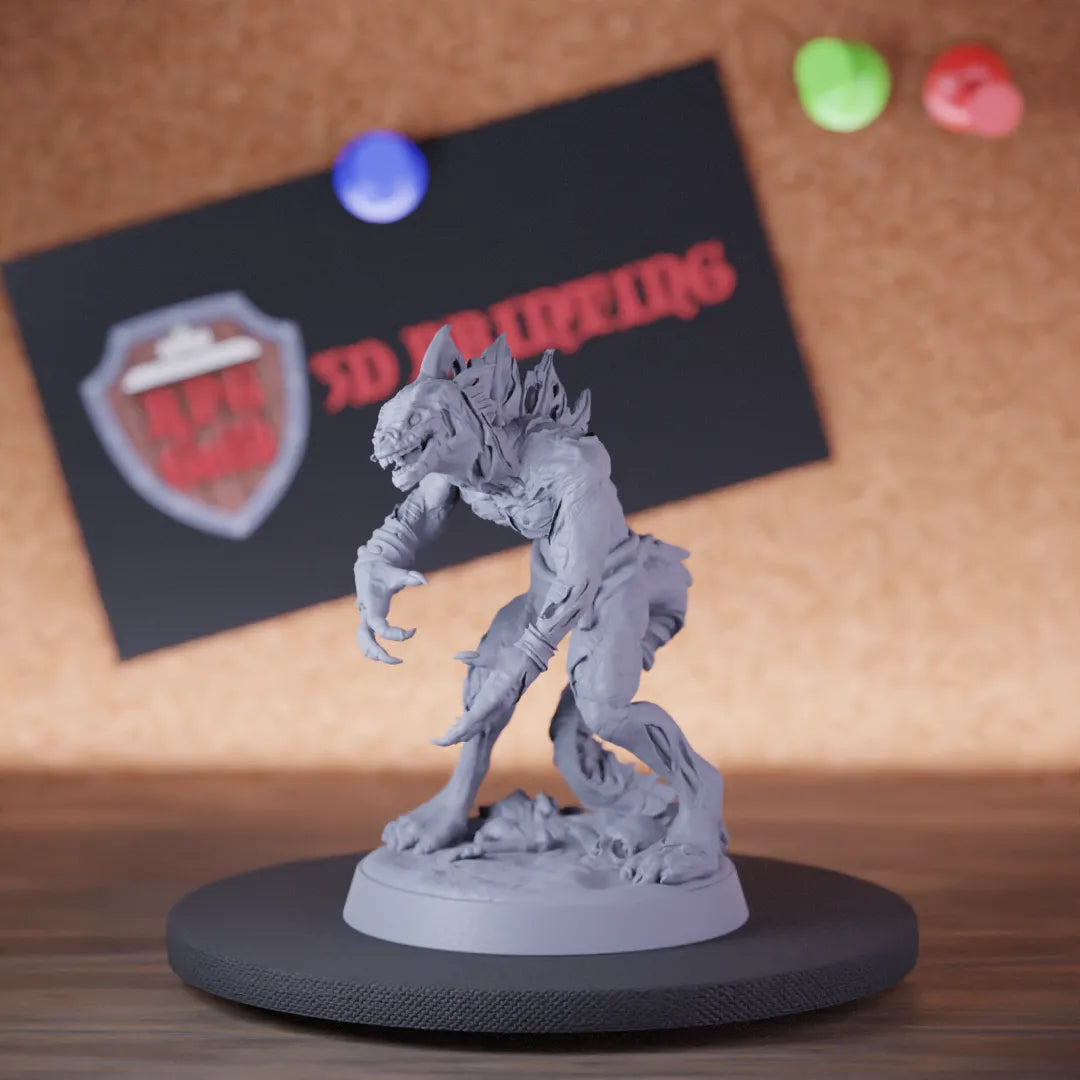 Highly detailed undead ghoul lizardfolk miniature of DD, perfect for DnD 5e encounters, fantasy tabletop RPG campaigns, painting and display.