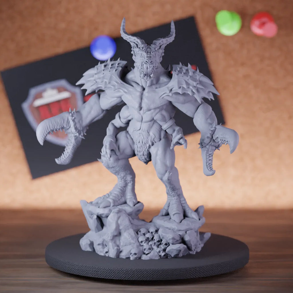 Highly detailed demon glabrezu fiend miniature of DD, perfect for DnD 5e encounters, fantasy tabletop RPG campaigns, painting and display.