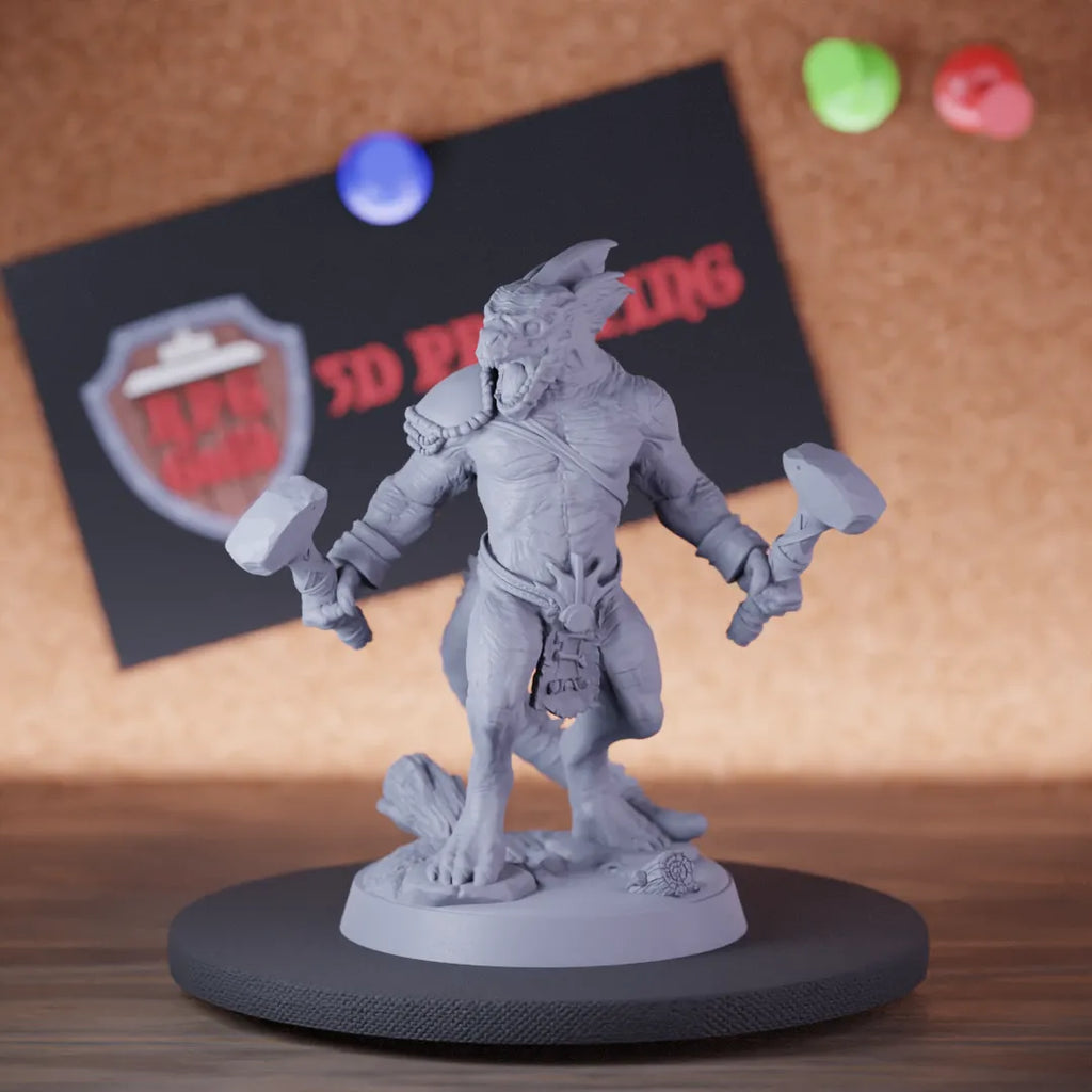 Lizardfolk 5e | DnD Lizardfolk Barbarian Defender Hammer Miniature