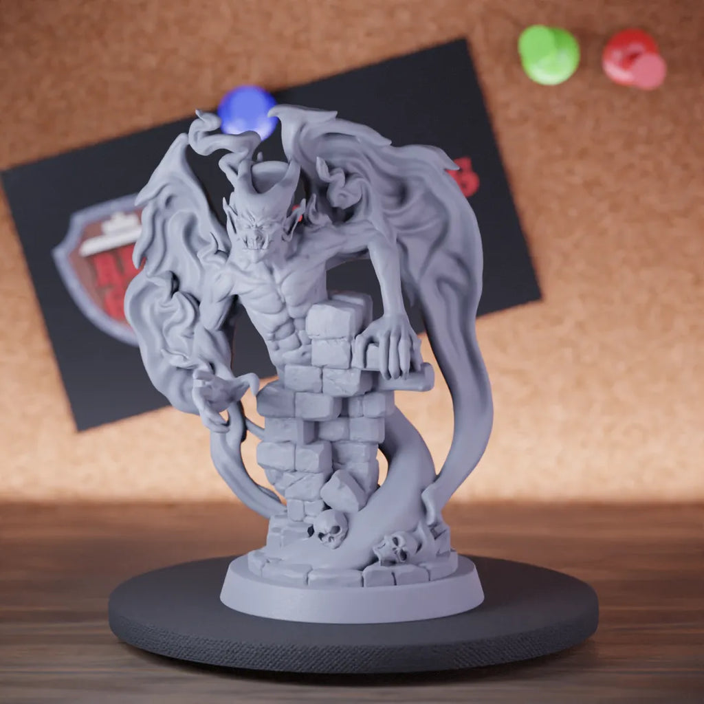 Highly detailed demon shadow inferno fiend miniature of DD, perfect for DnD 5e encounters, fantasy tabletop RPG campaigns, painting and display.