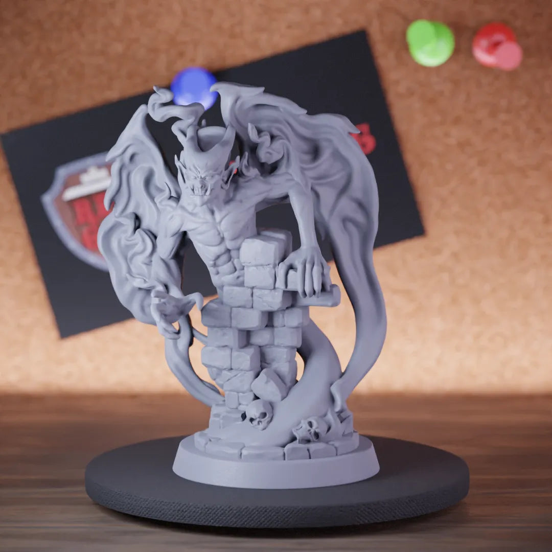 Highly detailed demon shadow inferno fiend miniature of DD, perfect for DnD 5e encounters, fantasy tabletop RPG campaigns, painting and display.