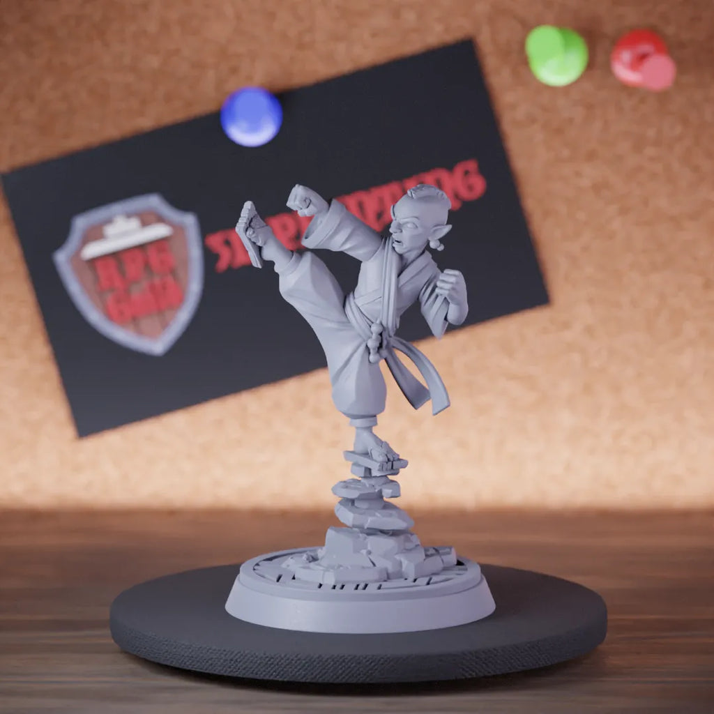 Highly detailed monk gnome open hand master miniature of Disciple, perfect for DnD 5e encounters, fantasy tabletop RPG campaigns, painting and display.