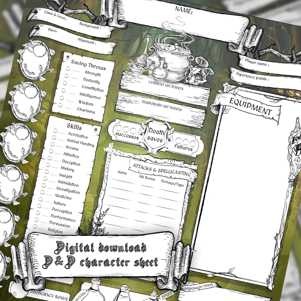 Printable DnD Character Sheet 5e PDF - Druid | RPG Guild