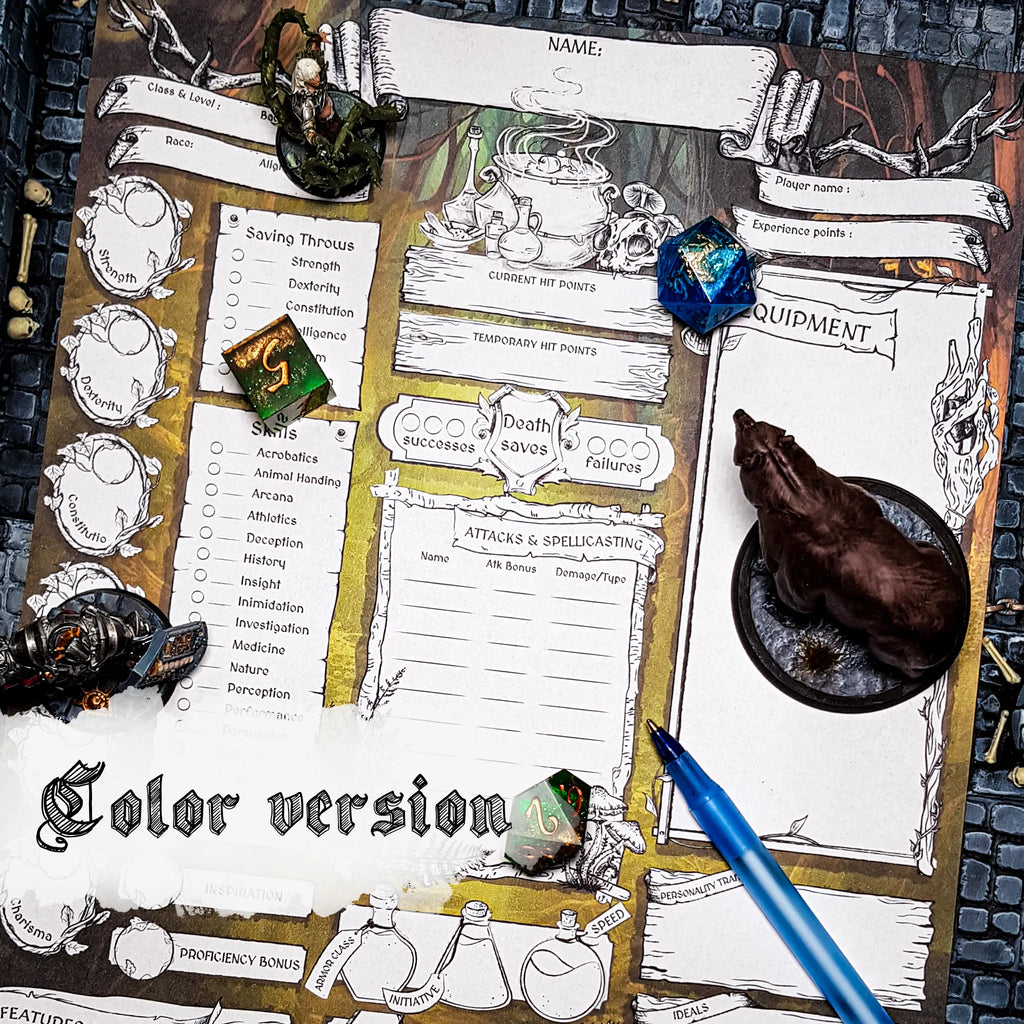 Printable DnD Character Sheet 5e PDF - Druid | RPG Guild